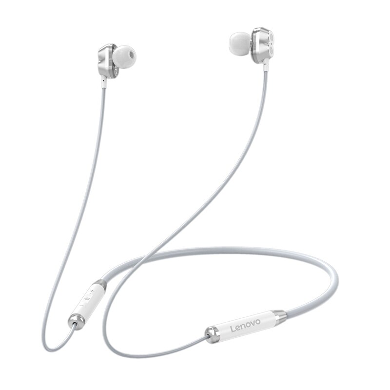 Lenovo-auriculares inalámbricos HE08 con Bluetooth 5,0, dispositivo de audio estéreo HIFI, para deportes y correr, resistente al agua, para iPhone, Xiaomi y Huawei: White