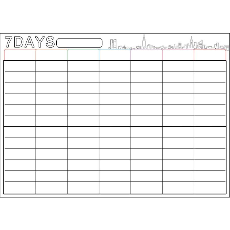 Planificador semanal de pizarra blanca magnética grande seca de 7 días y organizador de lista de comestibles para refrigerador de cocina con 8 plumas de pc 1pc B: WT