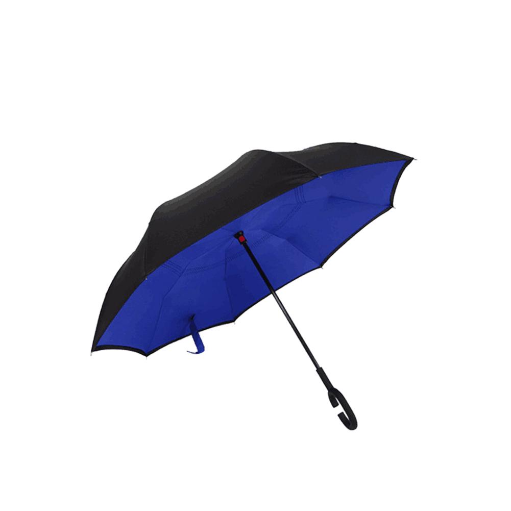 Windproof Reverse Folding Double Layer Inverted Chuva Umbrella Self Stand Rain Protection C-Hook Hands For Car