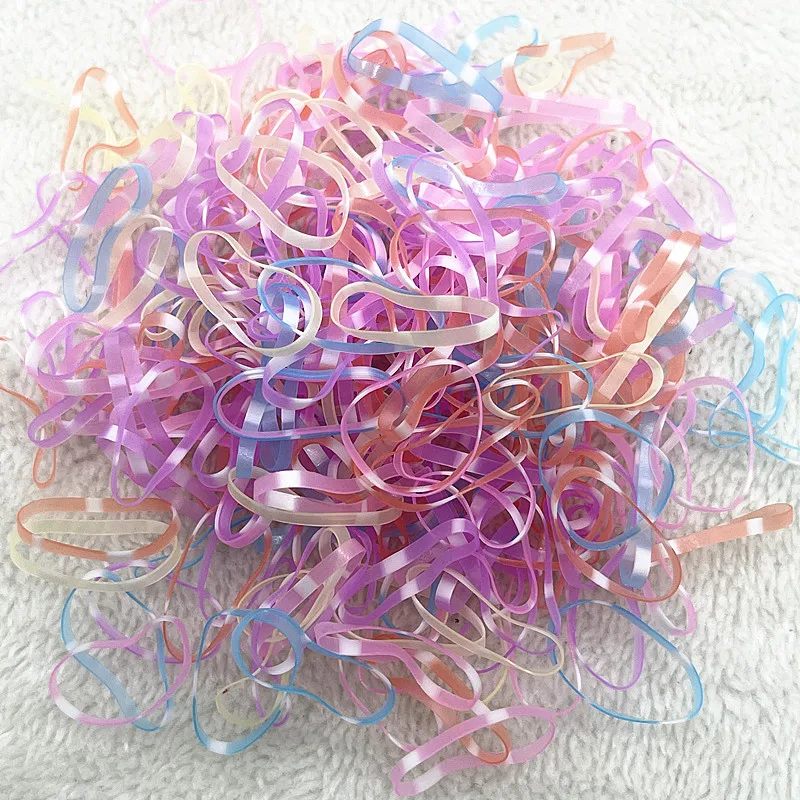 200pcs--1000pcs Colourful Rubber Ring Disposable Elastic Hair Bands Ponytail Holder Rubber Band Scrunchies Kids Hair Accessories: Colorful / 15mm