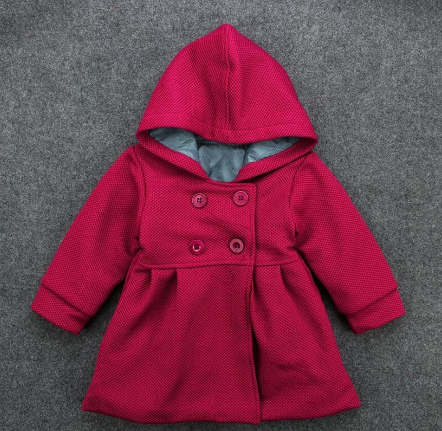 Winter style little girl children's Korean baby warm coat Hooded Coat 3 colors available: A / 80CM