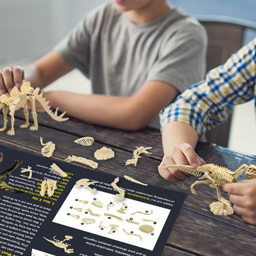 Kids Diy Vergadering Dinosaurus Skelet Opgraving Graven Kit Archeologische Speelgoed