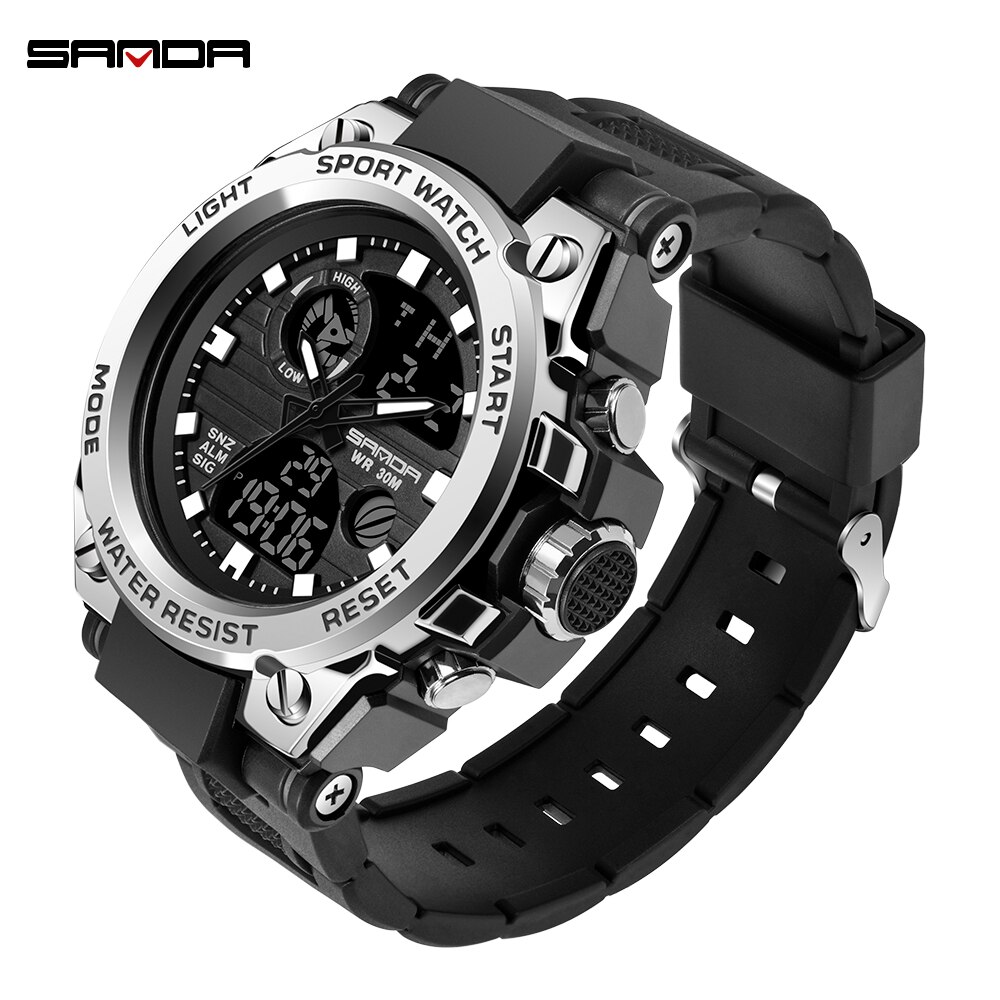 Digtal Horloge Mannen Dual Display Waterdichte Led Horloge Outdoor Sport Elektronische Horloge Zwart Duiken Horloges Paar