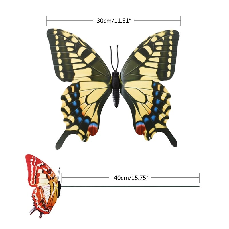 Q1JB-estacas de mariposa artificiales, adornos decorativos para jardín de 11,8 pulgadas, impermeables, para Patio exterior, cama de flores