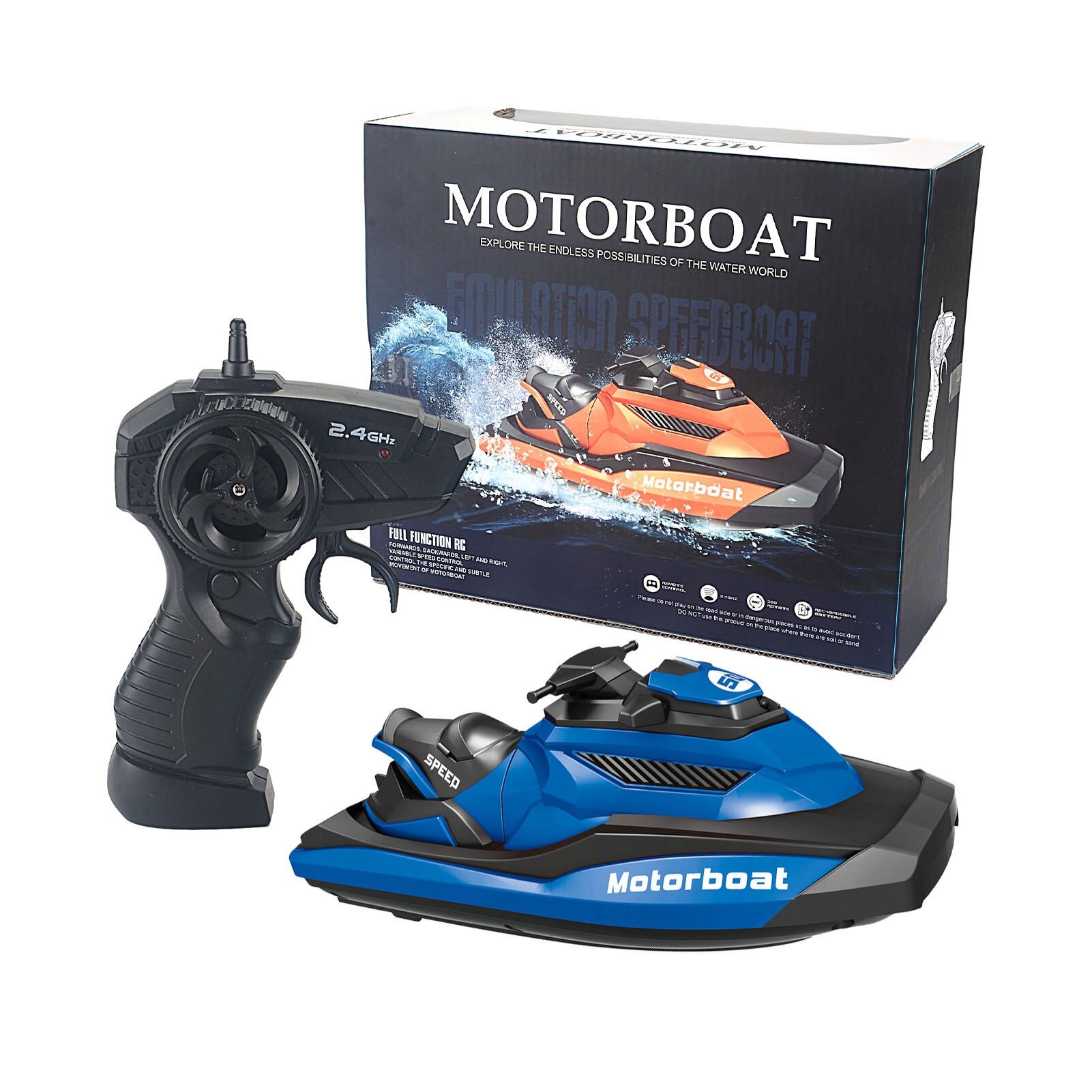 2.4Ghz Rc Boot High Speed Racing Oplaadbare Batterijen Voor Kinderen Boot Met Water Detection Waterdichte Boot Speelgoed Voor Kids: Blue