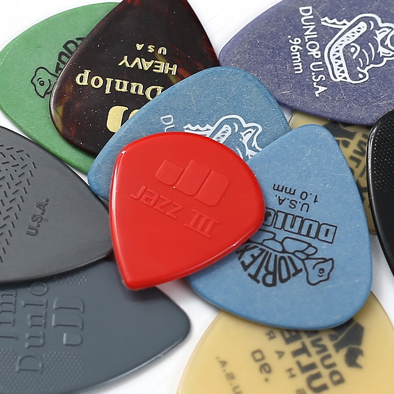12 stk/sæt originale dunlop akustiske guitar picks plectrum nylon celluloid elektrisk glat guitar pick tilbehør