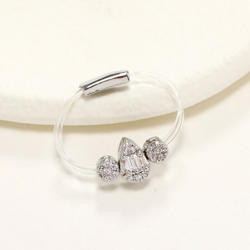 2021New Trendy anello moda donna invisibile trasparente linea di pesca anello gocce d'acqua accessori semplici per gioielli regalo
