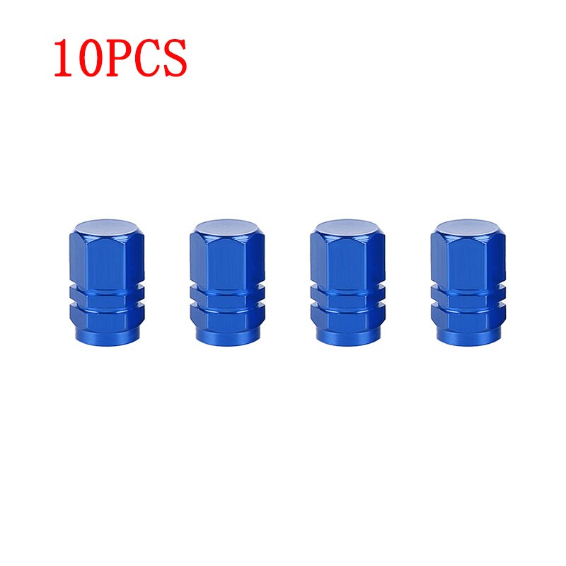 4 stk aluminiumslegering bildekk ventildeksler sekskantede dekk ventil stamme deksel luft støvhetter dekk ventil lastebil sykkel hjul felg ventil stamme caps: 10 stk blå