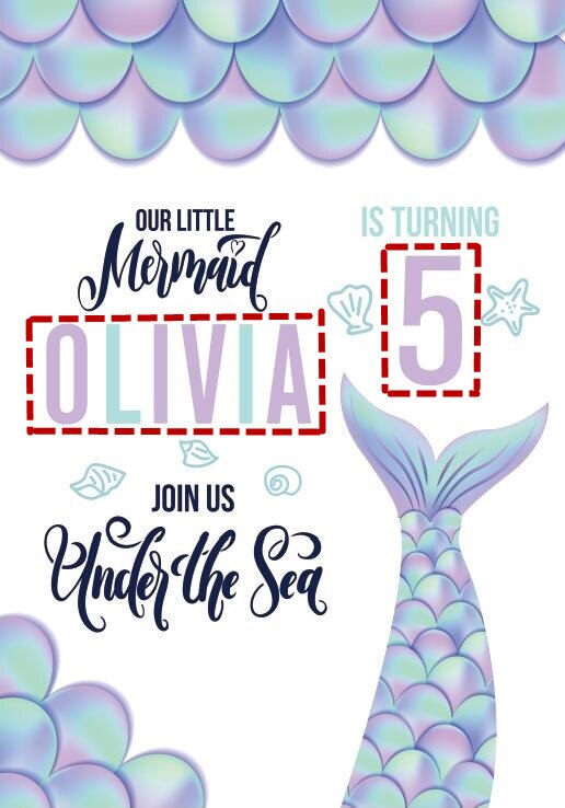 Under The Sea Poster Sign 1.5M Poster Girl Mermaid Birthday Poster Mermaid Birthday 1st Birthday Poster Mermaid Party Decor