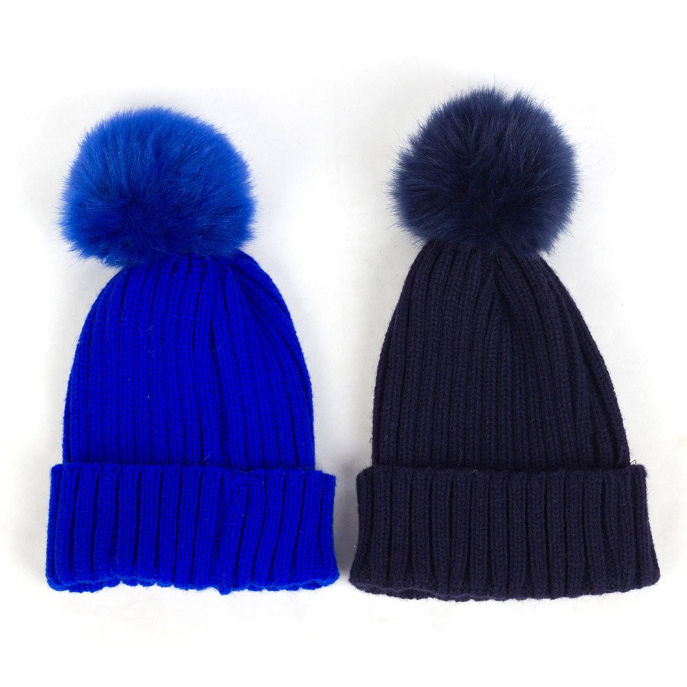 Geebro Lue for Barn - Koselig Strikket Lue med Pompon - Vinter Høst - Unisex