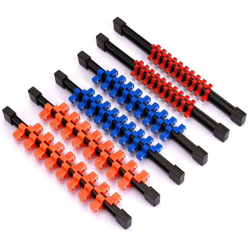 JHD-6Pcs Double Sided Socket Organizer, Mountable Sliding Tray Rack Tool Rail Holder,Double Side Socket Rails