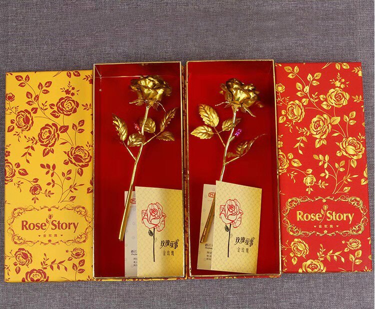 24K vergulde rose goud bloem valentijnsdag aan vriendin en vrouw's verjaardag gratis voor doos