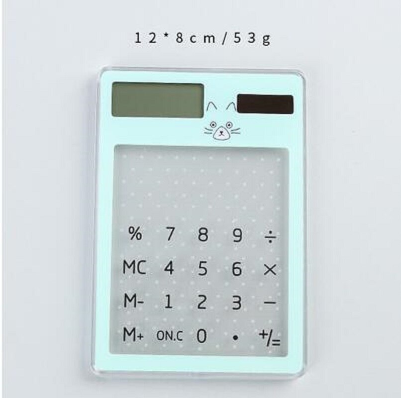 KEMBONA Solar Calculator LCD 8 Digit Touch Screen Ultra slim Transparent Solar Calculator Stationery Clear Scientific Calculator