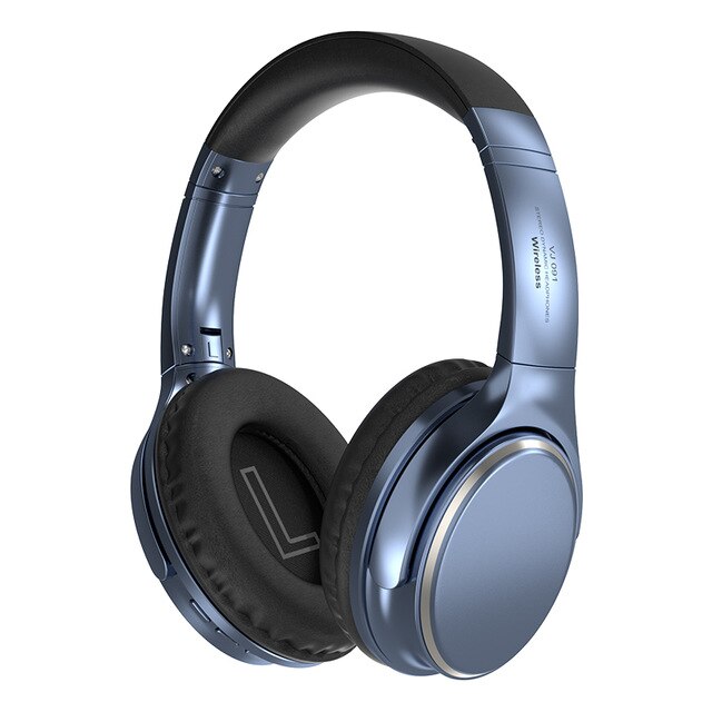 VJ901 – écouteurs sans fil Bluetooth 5.0, casque de Sport HIFI, oreillettes pliables stéréo avec carte micro TF, fonction MP3 AUX: Blue