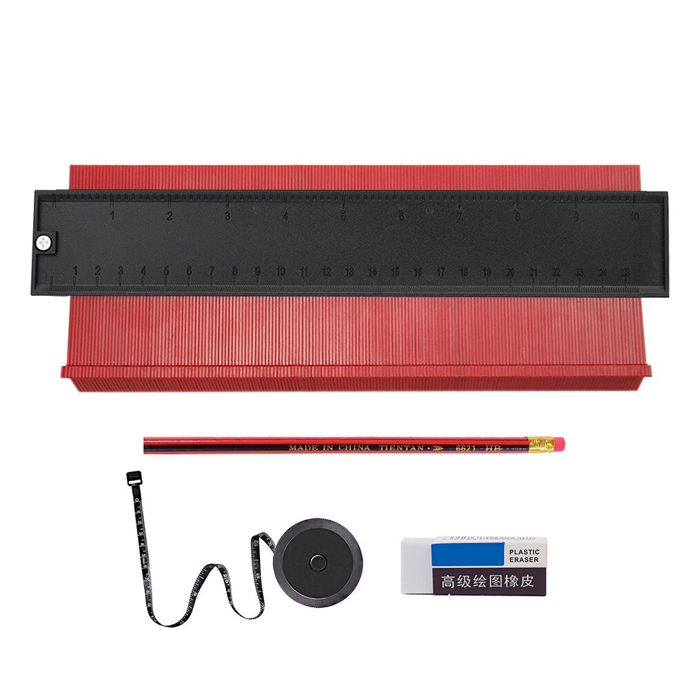 Tiling Skirting Laminate Profile Template 10/5 inch Widened Profile Contour Gauge Woodworking Gadget Depth Measurement: Red A