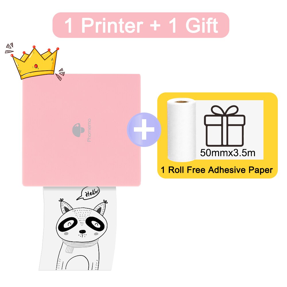 Phomemo M02 Thermal Printer Impresora Portátil Print Pocket Mini Label Sticker Maker Wireless Mobile Phone Printer: Pink Printer