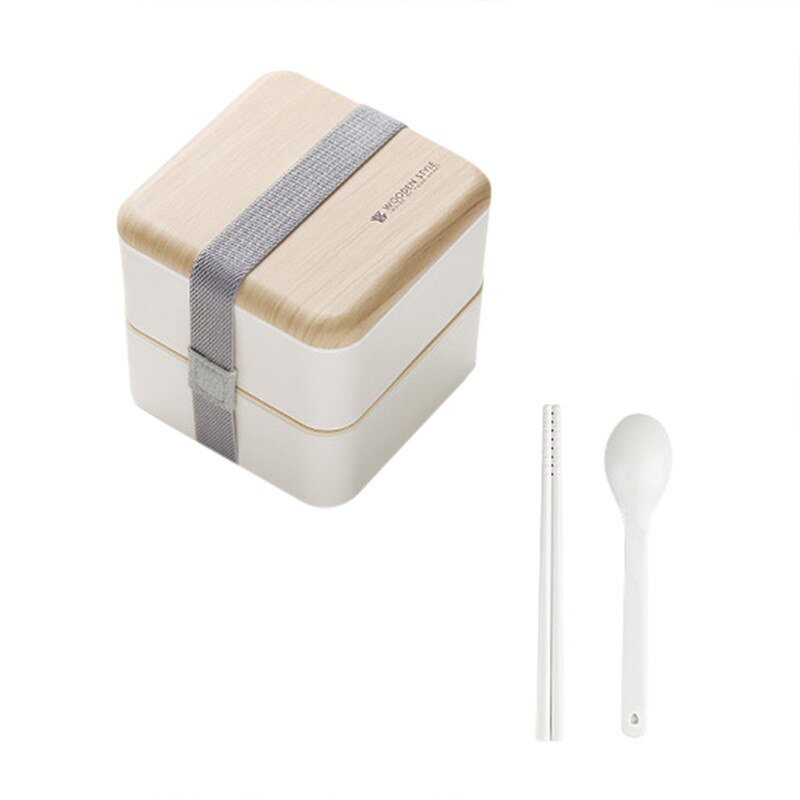 Microwave Lunch Box Japanese Wood Bento Box 2 Layer Container Storage Fitness office worker lunch box for kids bento @C: B