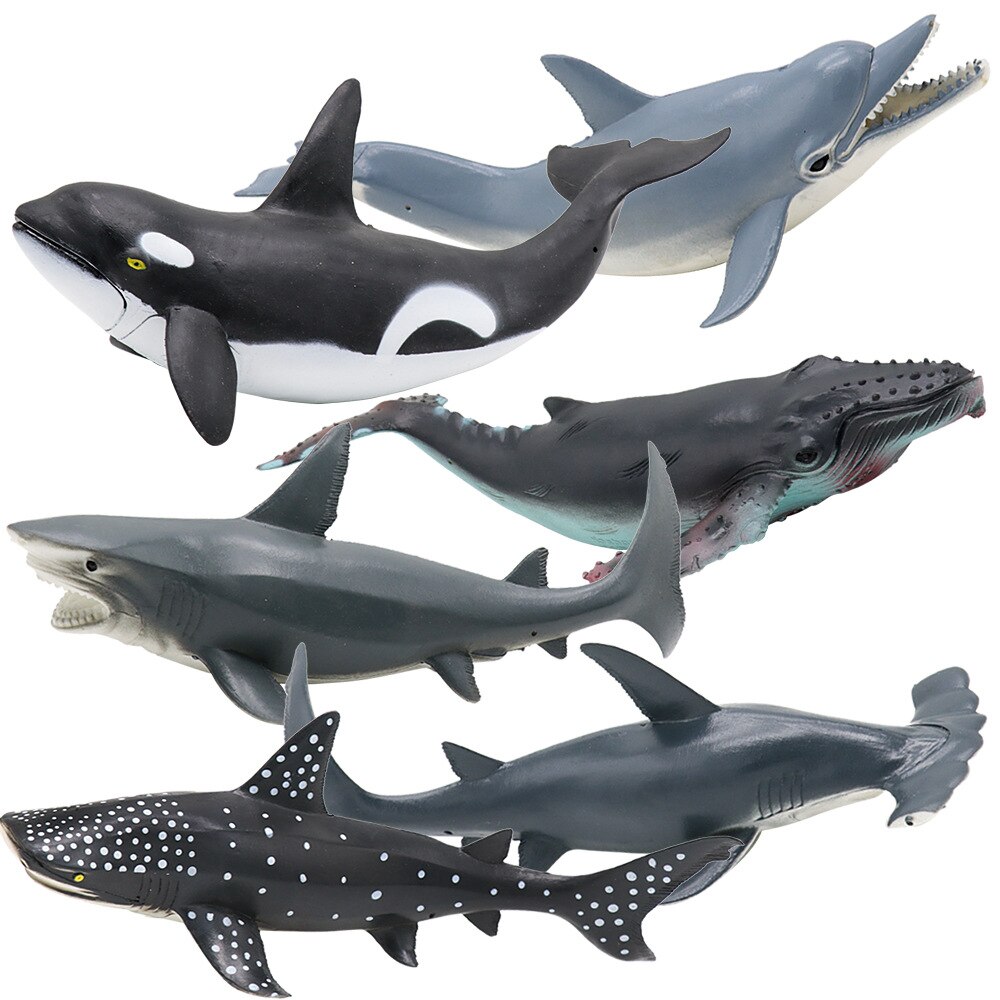 Simulation oversized shark toy 8 inch marine life 6Pcs model Pvc toy dolphin set