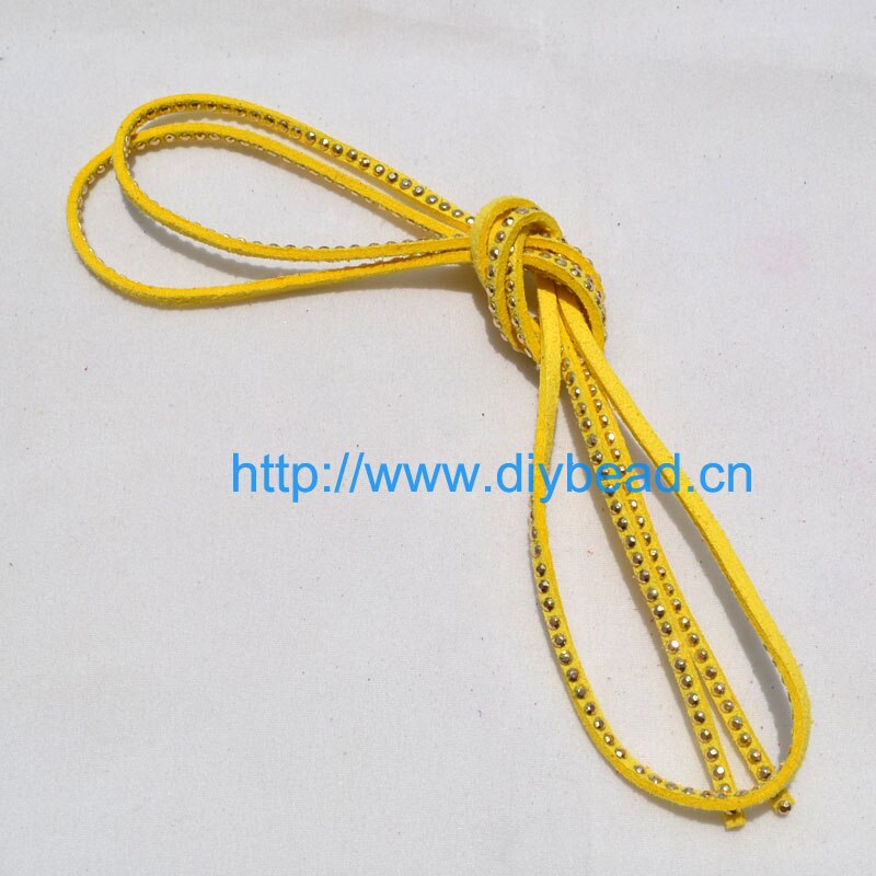 DIY Handwerk Echtem 5m mix Farben Weiche Lederband Mit Strass Neue Stil Punk Wildleder Spitze Samt Gewinde Cords taille Gürtel: YELLOW