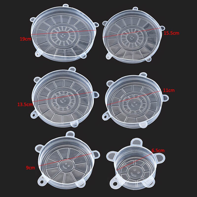 6pcs/set Pot Cover Silicone Stretch Lids Durable Reusable Food Save Cover Heat Resisting Fits All Sizes and Shapes Containers