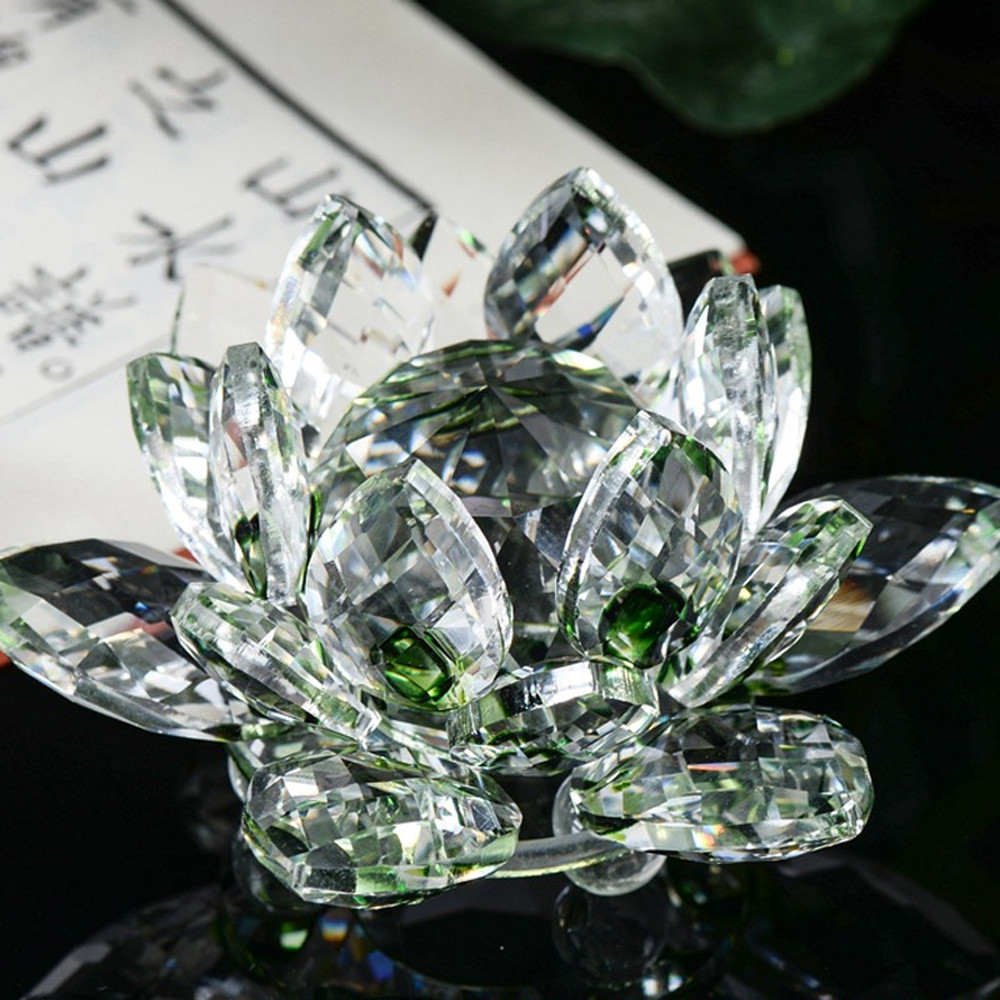Kunstbloemen Lotus Kristalglas Figuur Presse-papier Ornament Feng Shui Decor Collection Flores Artificiales Decoratie: B