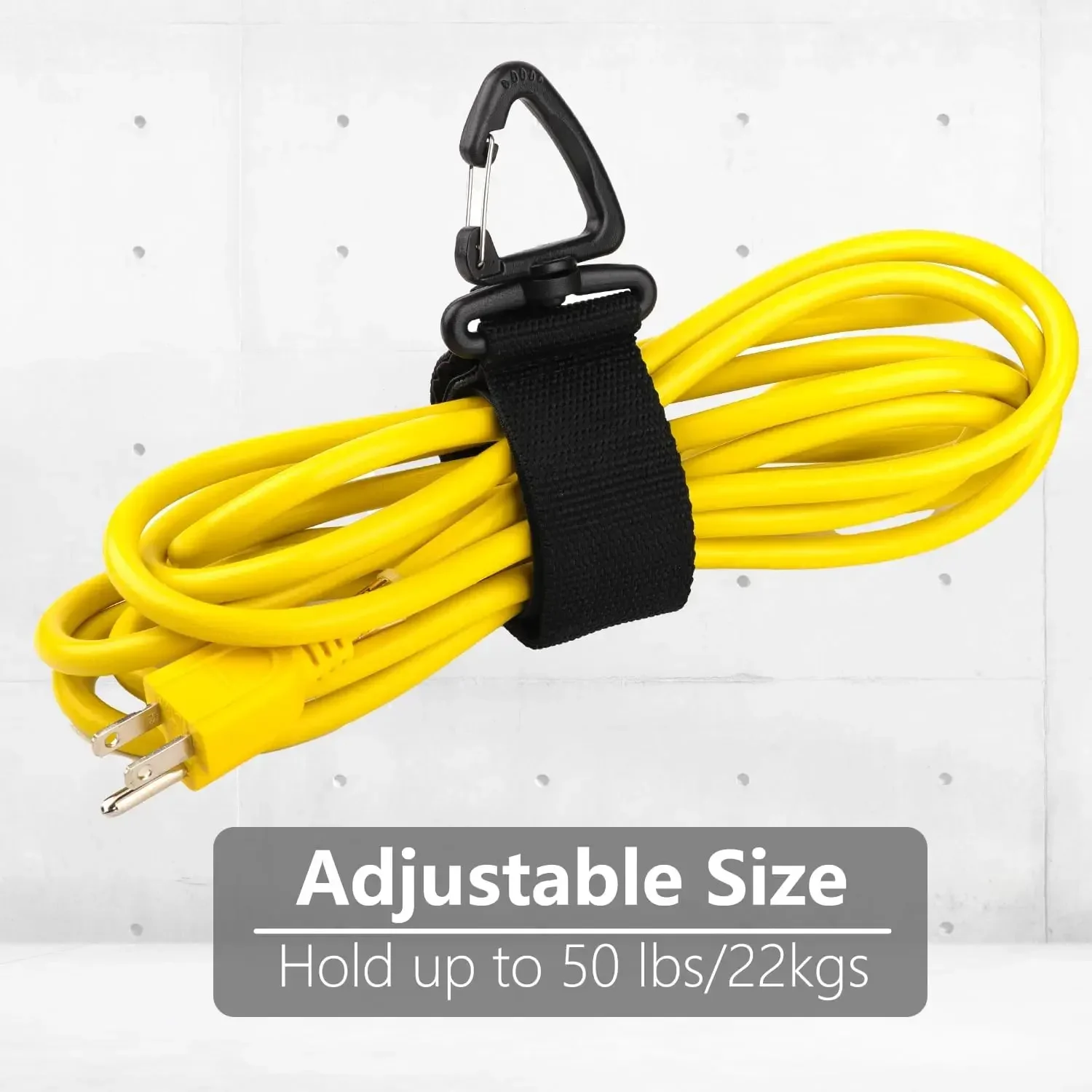 Soporte organizador de cables de extensión para organización y almacenamiento de garaje, correas de almacenamiento resistentes para cables, mangueras y cuerdas