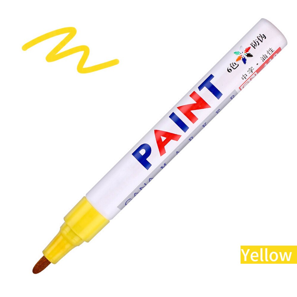 Marqueur réparation mur pinceau inodore Non toxique marqueur Permanent stylo pour carrelage sol et pneu approprié voiture peinture stylo: YELLOW