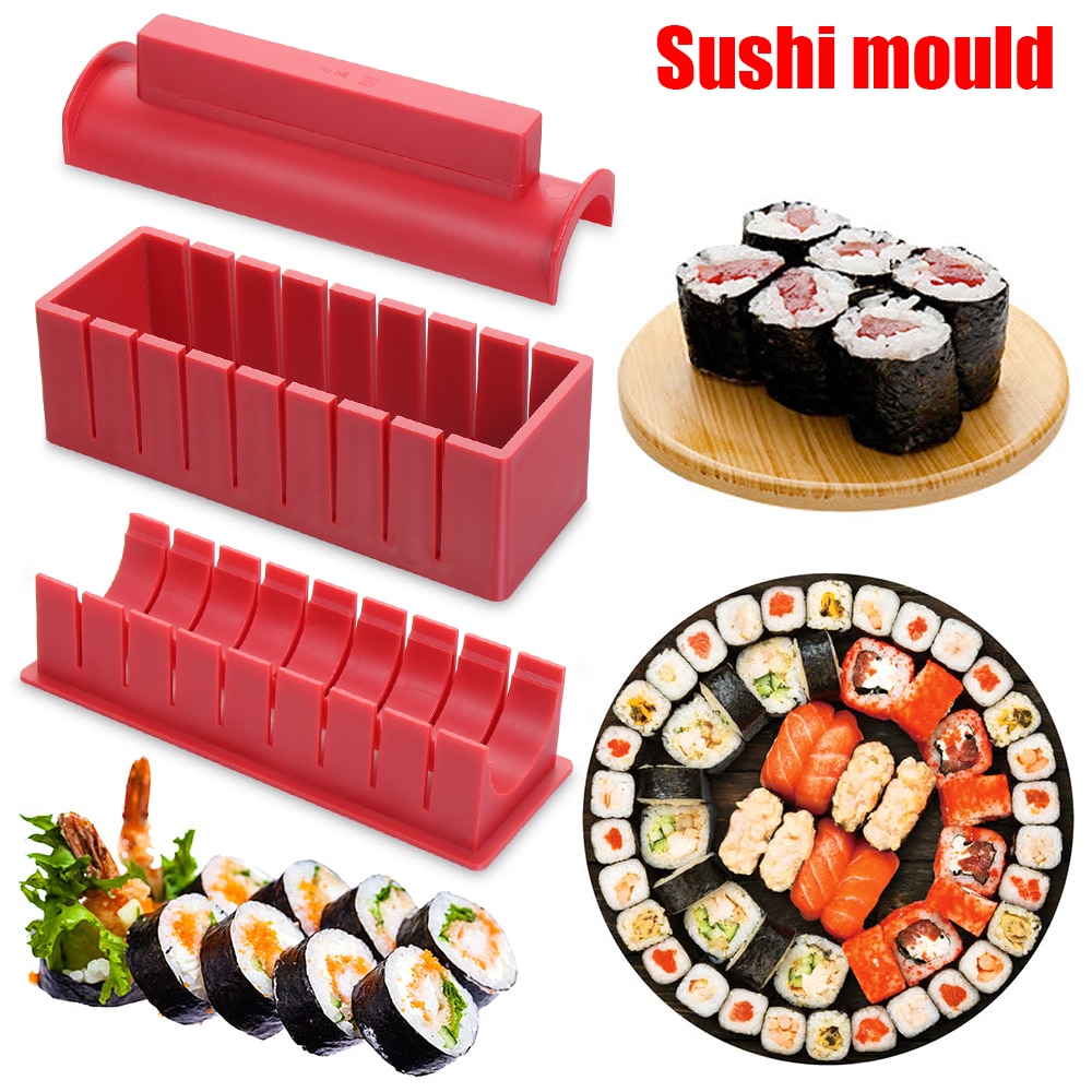 Kit de equipo para hacer Sushi, espátula, tenedor, Bola de arroz japonesa, rollo de pastel, molde para hacer Sushi, 3/10 Uds.