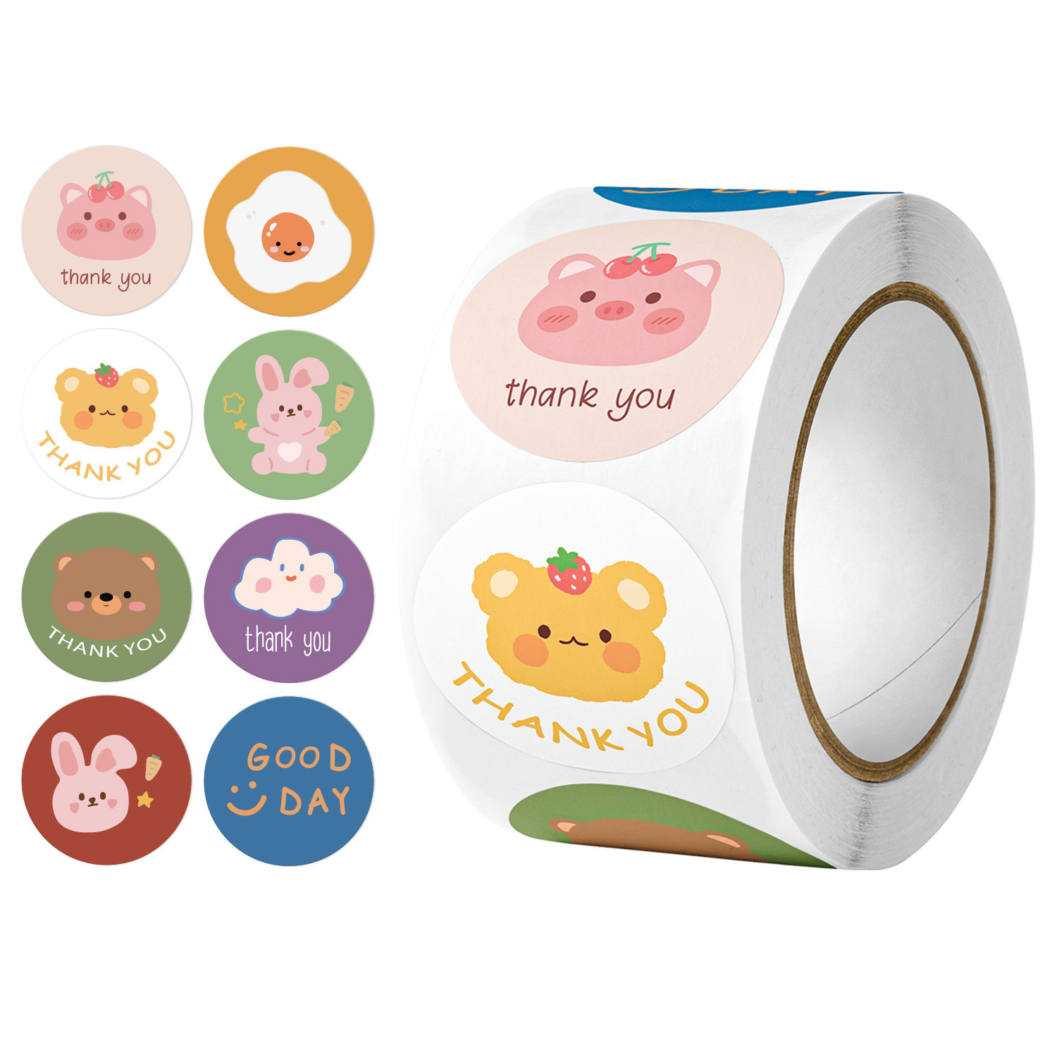 Autocollants ronds de remerciement d'animaux de dessin animé, ours mignon pour enseignants, autocollants de scellage faits à la main, 100 à 500 pièces: Rouge