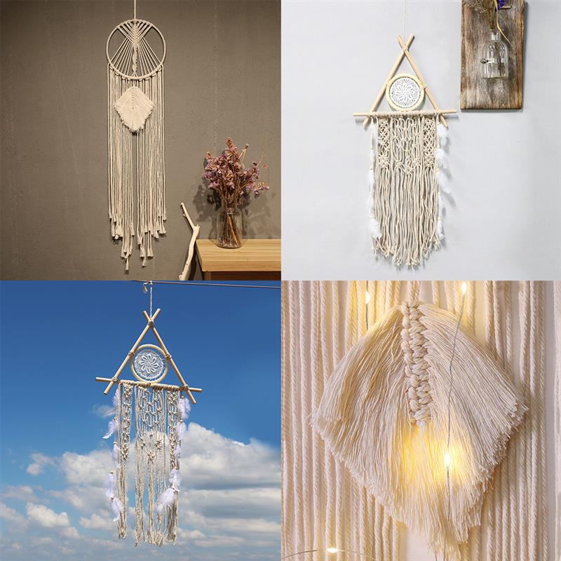 Bohemian Chic Macrame Wall Hanging Tapestry Mandala Dreamcatcher Wall Decor Boho Woven Knitted Tapestries Home Decoration