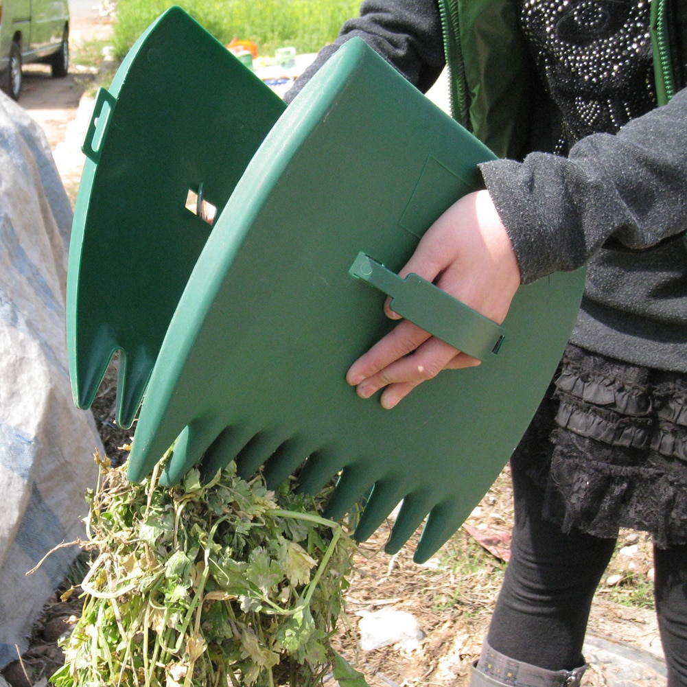 Bærbar til blade græsplæne snavs affald afhentningsværktøj håndværktøj haveblad scoops grabber 1 par håndrivere store