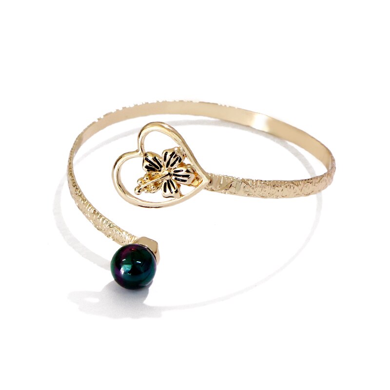 SAY Dia-pulsera de puño abierto para hombre y mujer, brazalete de hoja de Plumeria Polinesia Hawaiana de 7CM, corazón de tortuga, tótem de la suerte, perla de cristal: GJZ658