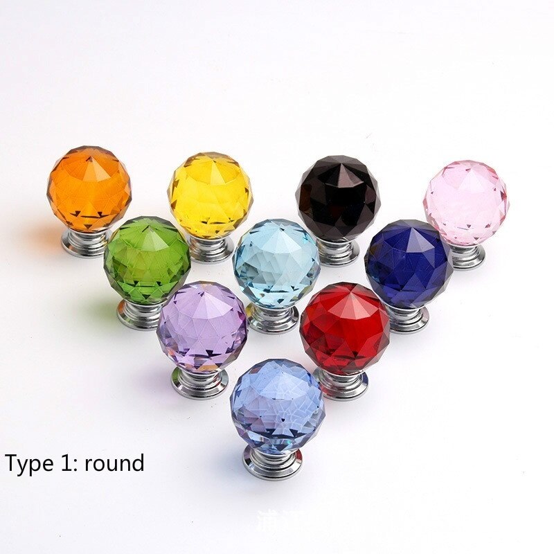 30Mm Diamond Shape Crystal Glass Knoppen Kast Trekt Lade Knoppen Keukenkast Handvatten Handvat Hardware
