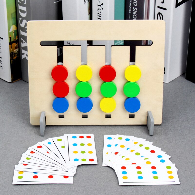 Children's Puzzle Wooden Memory Chess Toys logical Thinking Exercise Hand-eye Coordination Four-color Fruit Game