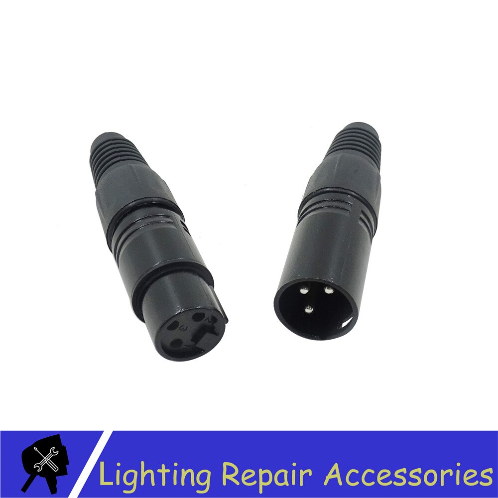 5 Sets 3-PIN XLR Metalen Connector Voor DMX Kabel Microfoon Kabel Blauw Audio Kabel Connector Stadium Licht Accessoires: Black