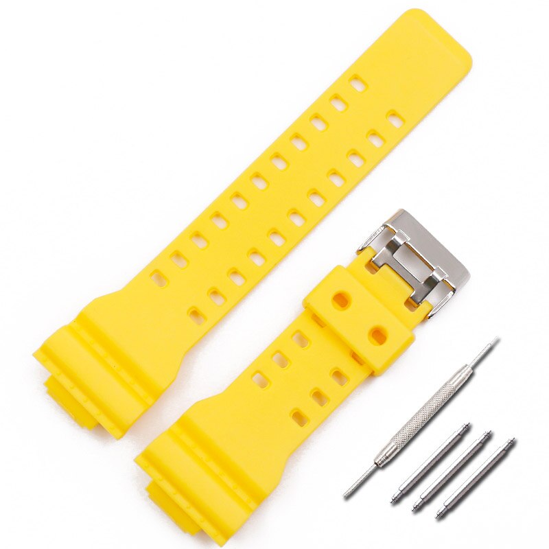 Watch Accessories Rubber Strap Men's Pin Buckle Resin Watch Strap Suitable for Casio G-shock GD120 GA100 GA110 GA400 watch band: Yellow