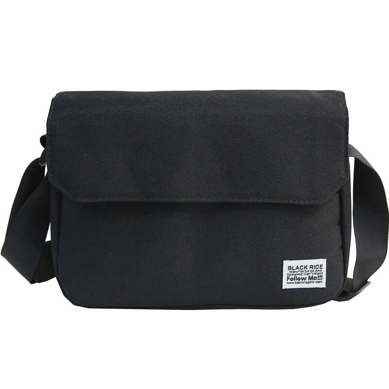 Bolso de mensajero de lona para estudiantes de artes femeninas, bolsa de mensajero de hombro ancho, Simple, Retro, Departamento japonés: Negro