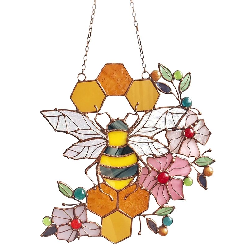 Metal Honeycomb with Bumble Bee Hanging Decoration Outdoor Wedding Decorations Bedroom Home Decor: Default Title