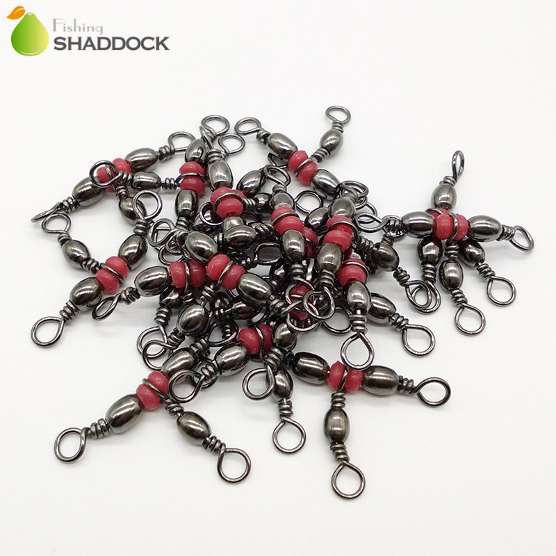 Shaddock Fishing 100pcs 3 Way Barrel Fishing Swivel Brass Fishing Hook Line Triple Swivels Connector With Beads