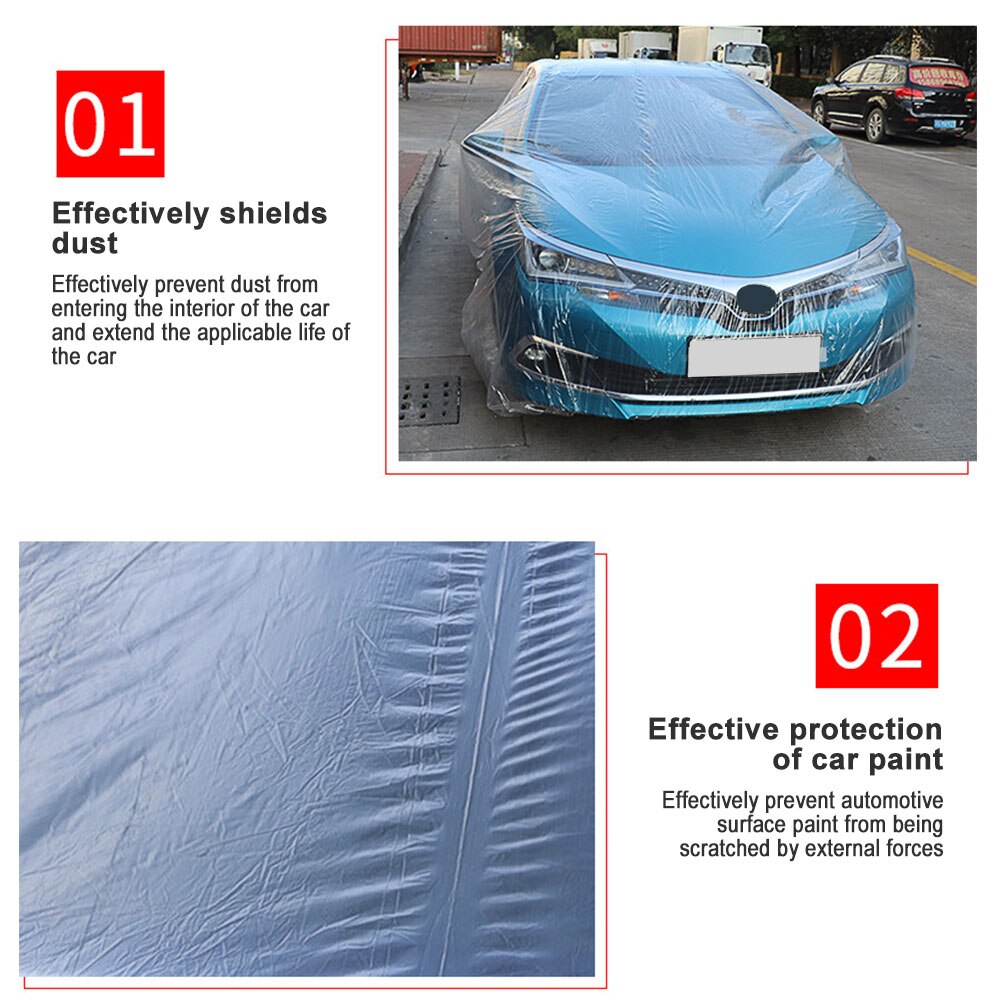 Disposable Plastic Car Cover with Elastic Band- Dust Cover- Rain Car Cover
