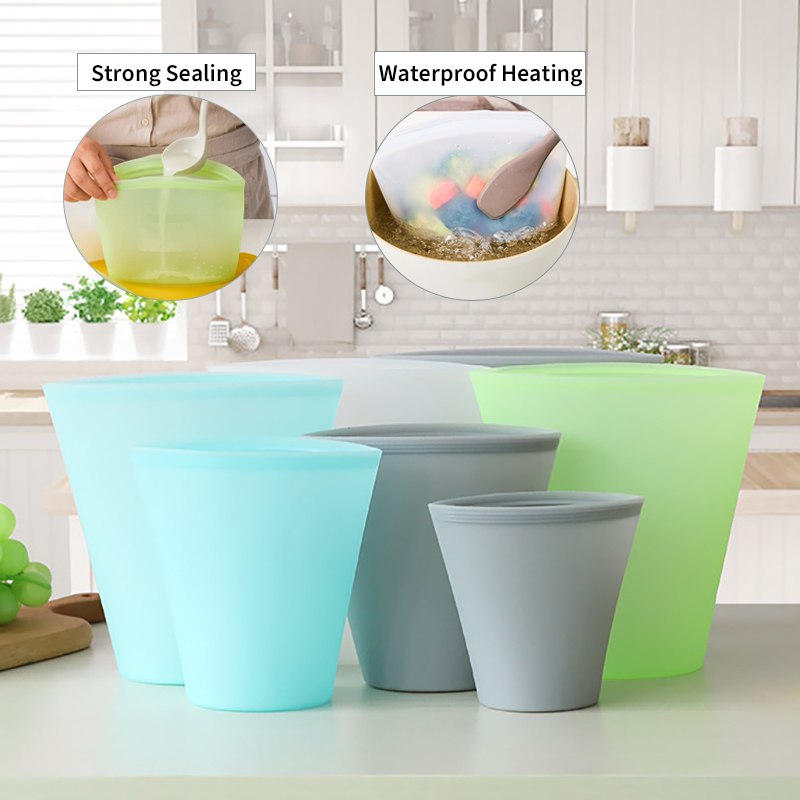 Food Storage Bag Silicone Reuseable Fresh-Keeping Sealing Container Bags Practical Space-Saving Refrigerator Organizer