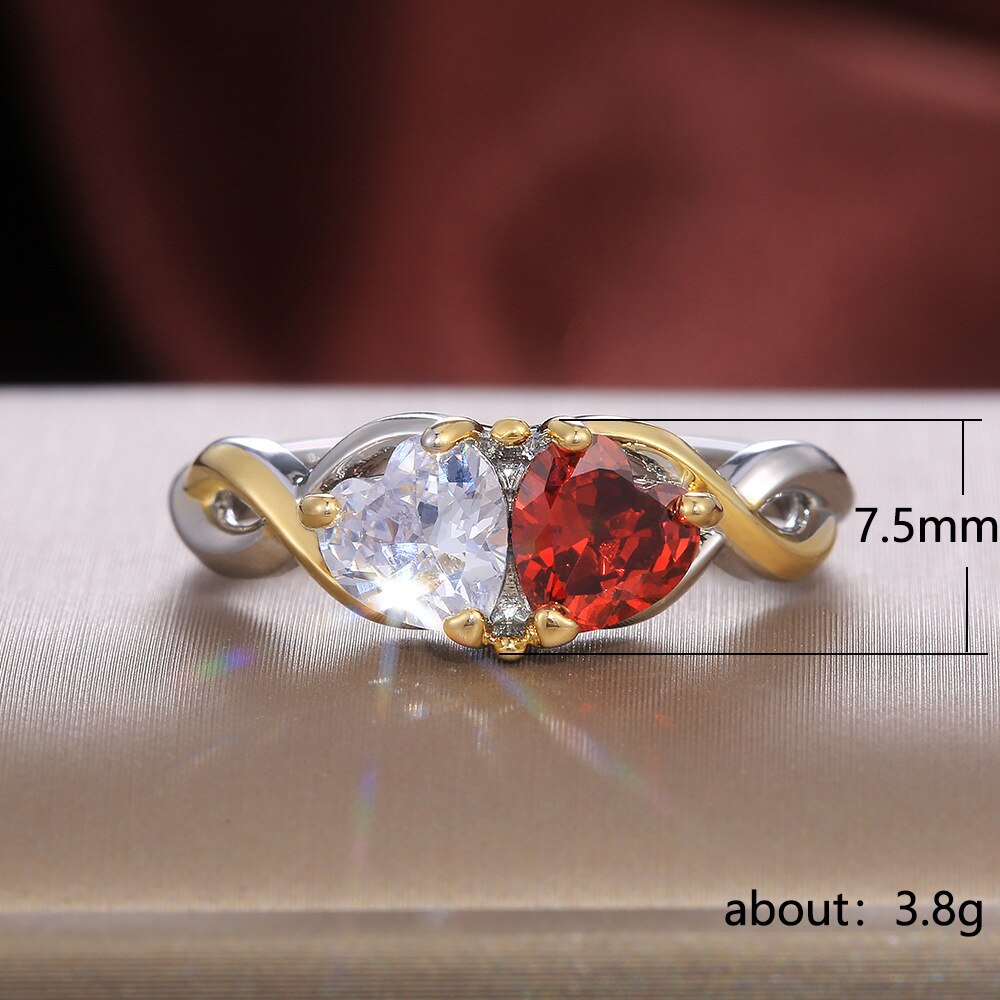 Luxe Hart Steen Ronde Zirconia Crystal Vrouwen Liefde Trouwringen Brilliant Huwelijk Ceremony Bridal Ringen Statement Sieraden