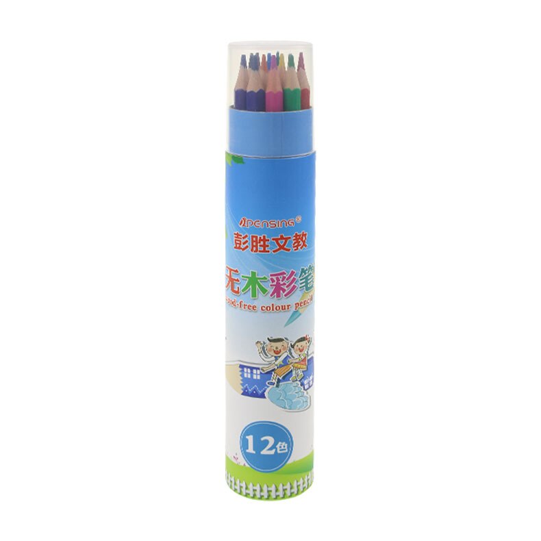 12/18/24/48/set de lápices de plástico de imitación de madera para estudiantes, Juego de lápices de plomo de color con poste hexagonal aceitoso, lápiz de bocetos de dibujo: 12 colors