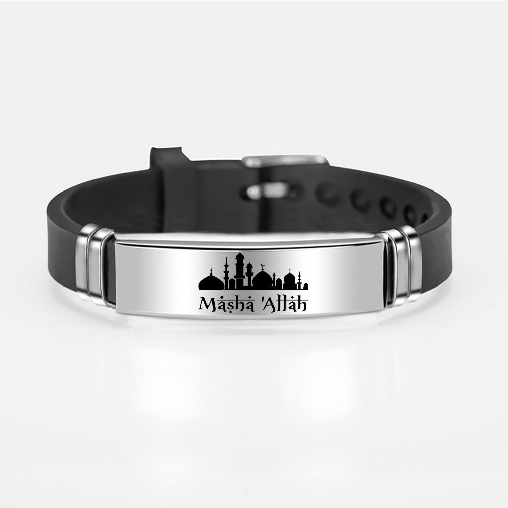 Nahen Osten Muslimischen Islamischen Edelstahl Silikon Erfrischende Anti-Müdigkeit Energie Armbinde männer Einstellbare Schmuck Zubehör