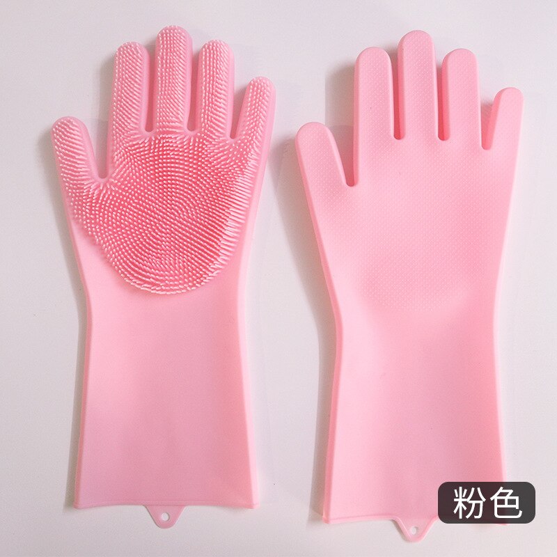 Plus velours silicone gants de vaisselle multifonctionnel étanche nettoyage ménage gants coréen cuisine brossage gants: green / Plus cashmere