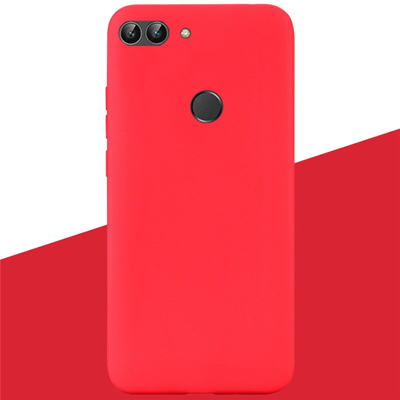 For Huawei P Smart Case TPU Soft Silicone Candy color Back Cover Phone Case For Huawei P Smart FIG-LX1 PSmart Case Fundas: 3 Red