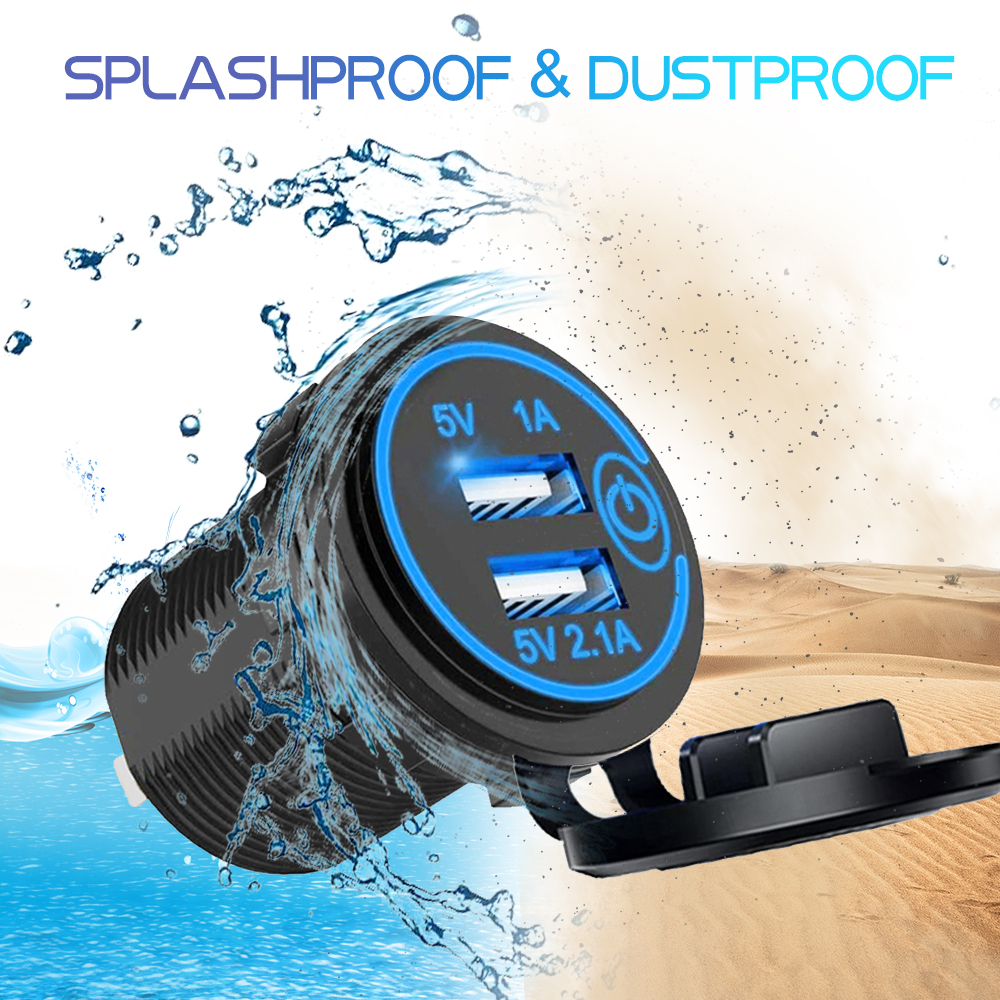 12V-24V Dual Usb Ladegerät Steckdose Wasserdicht 3,1 EINE Dual Ladegerät Buchse mit berühren Schalter für Auto Stiefel Marine Motorrad