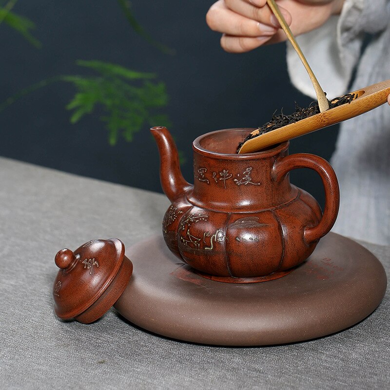 Red mud large purple clay teapot teaware sand goods in rain