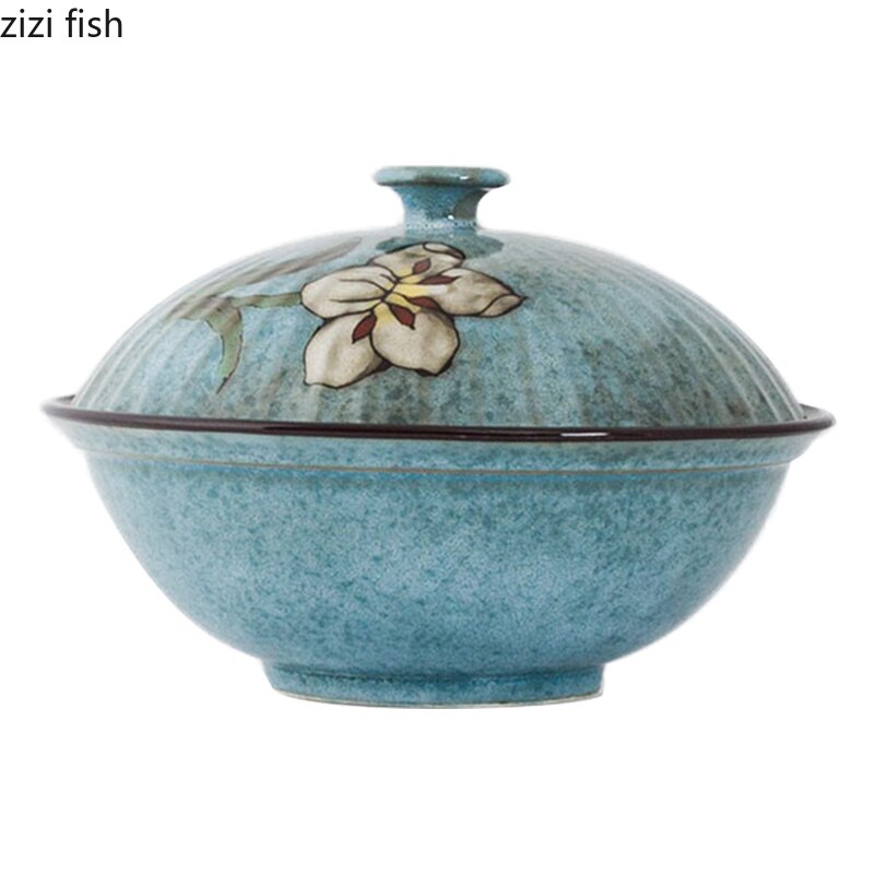 Ceramic Soup Basins Soup Bowl Fruit Salad Bowls with Lids Hotel Restaurant Tableware Snack Desserts Tray Cooking Plates