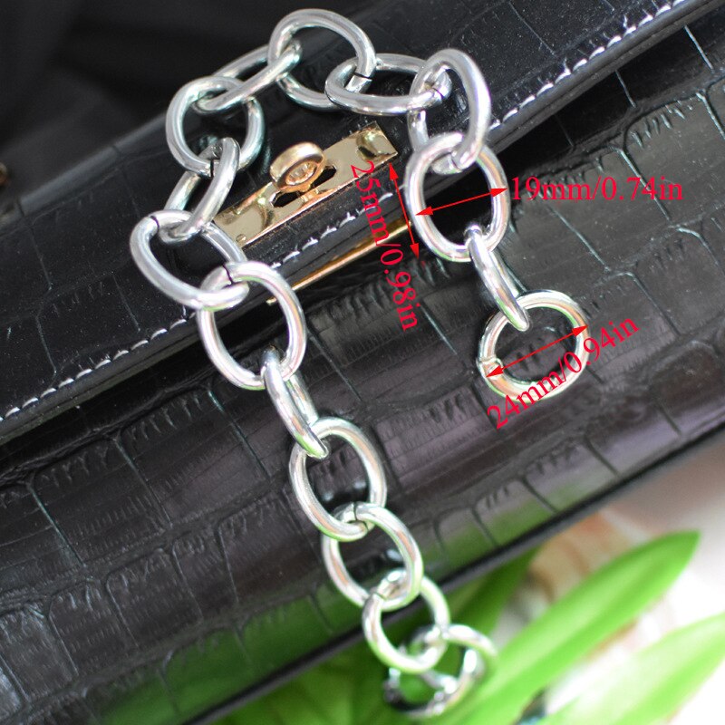 Corto 30cm cadena de Metal para bolso Correa manija de bolso: wide silver